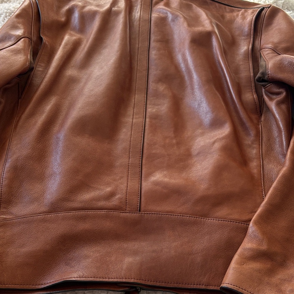 Coach Men's Tan Leather Jacket - Picture 8 of 13